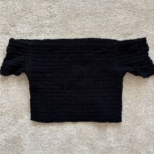 Free People Black Off-Shoulder Crop Top, Sz M